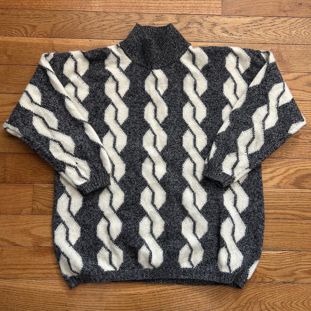 Vintage United Colors Of Benetton Shetland Wool Knit Turtleneck Sweater Medium